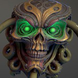 3 Servitor Robot Skulls - Grim Dark Scifi - Procedurally Animated