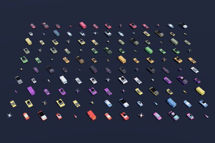 3D Land Vehicle Pack - 130 Low Poly Rigged Land Vehicles