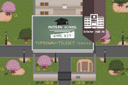 Modern School - Game Kit - Exterior Addon Tileset