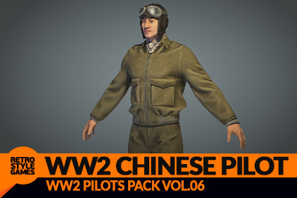 ROCAF China Pilot - Rigged Low Poly WW2 Character 3D Model