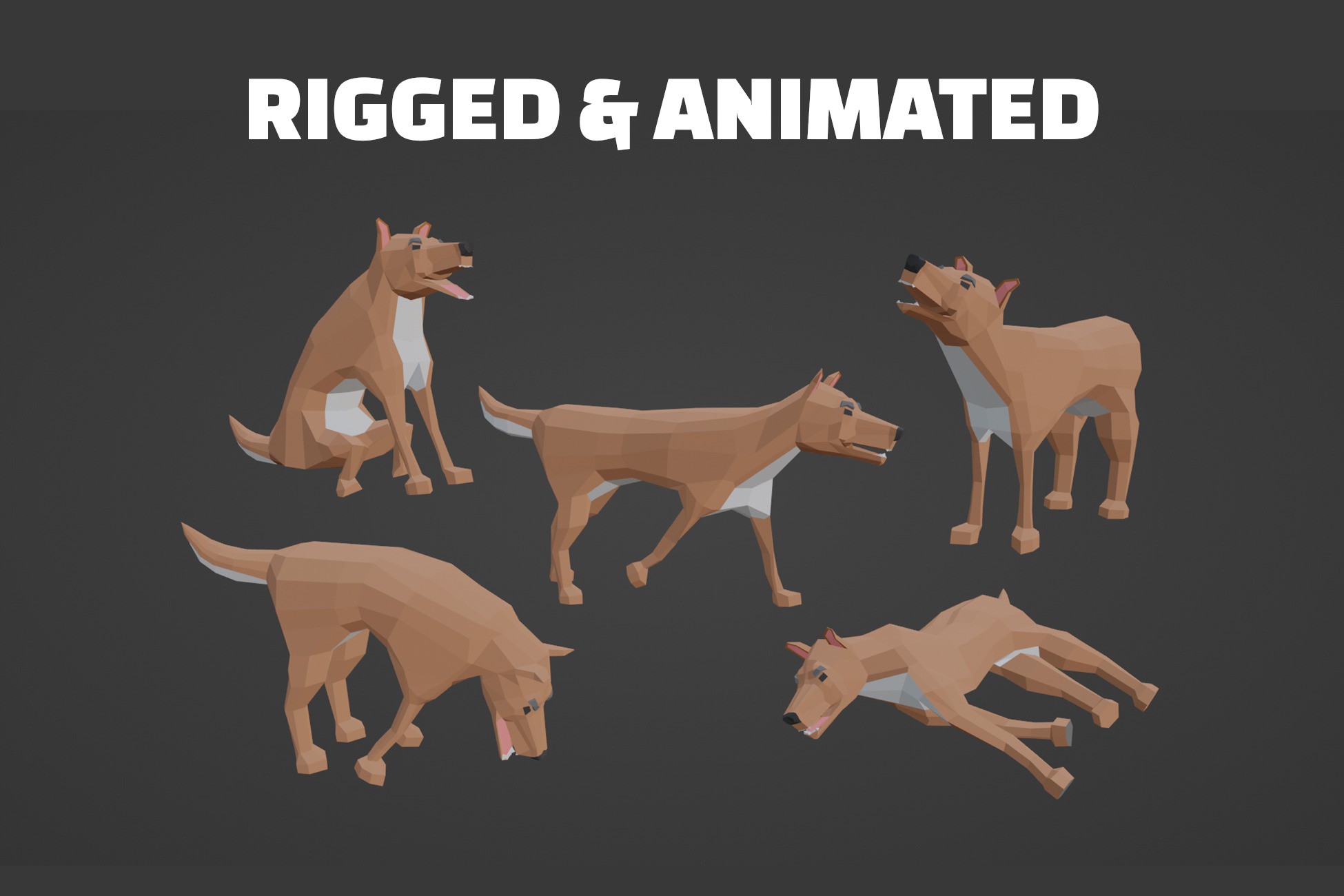 3D LOW POLY Dog ANIMATED Characters Unity Asset Store