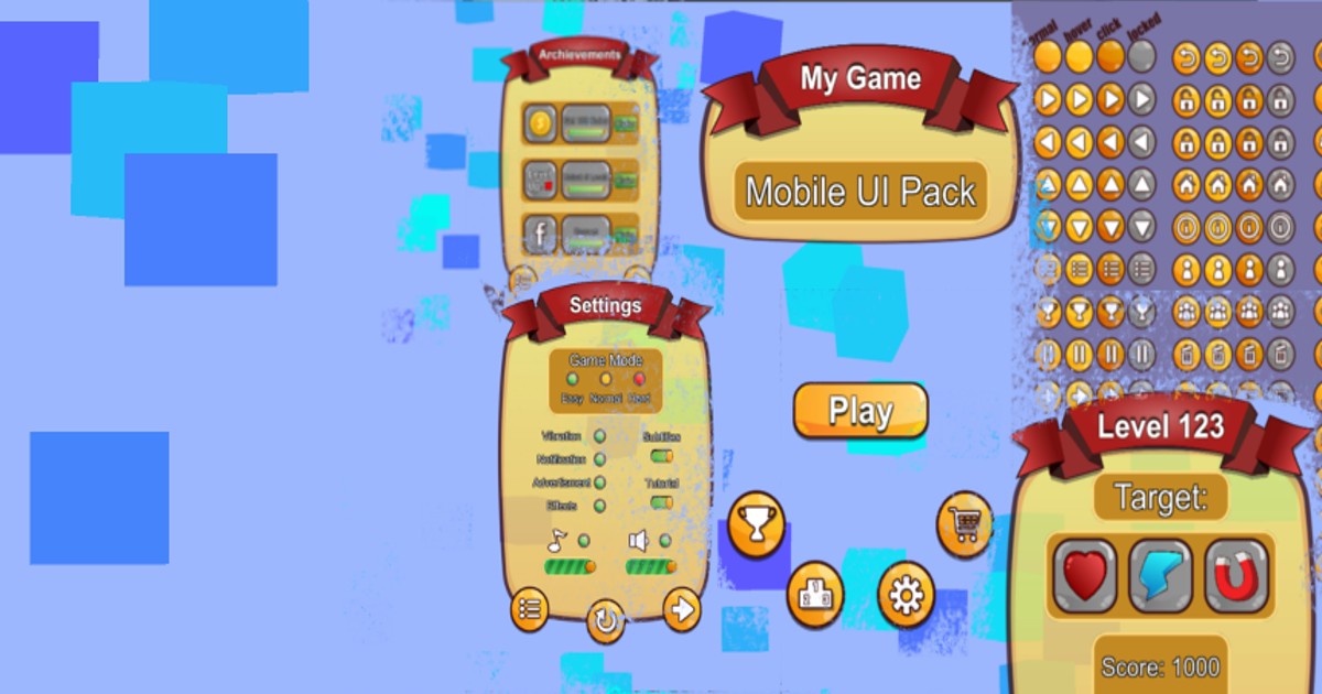 Ui Mobile Unity Yellow Mobile UI for UGUI | 2D Icons | Unity Asset Store
