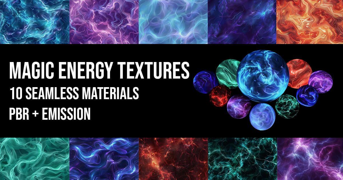 Magic Energy Seamless Textures – Free Pack (10 Textures, PBR + Emission ...