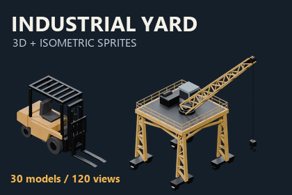 Stylized Industrial Yard - 3D Models & Isometric Sprites