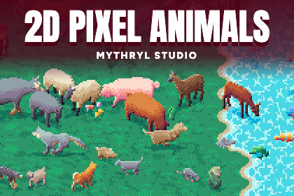 2D Isometric Pixel Animals - Mythryl Studio