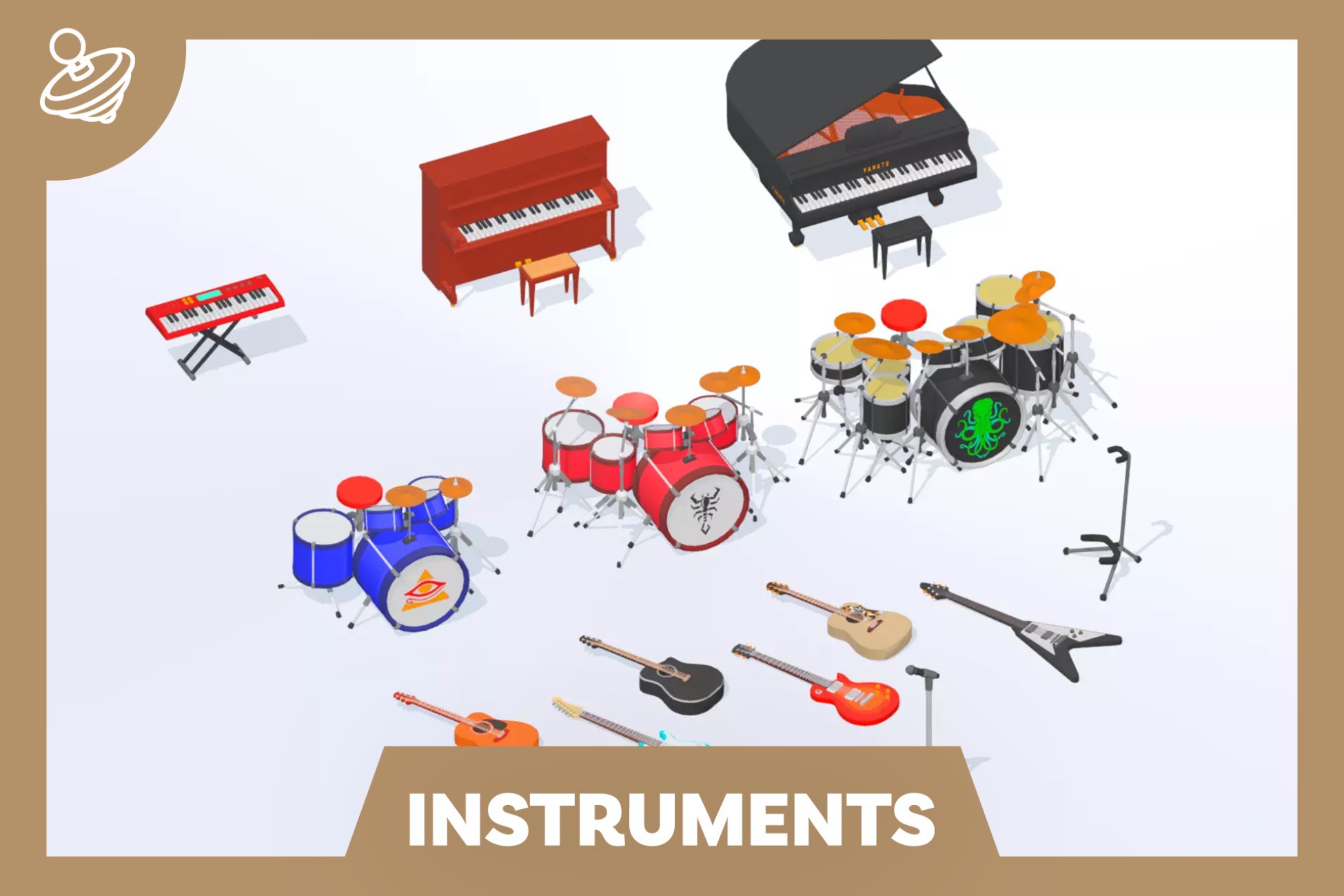Low Poly: Musical Instruments | 3D 소품 | Unity Asset Store