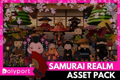 Samurai Realm : Chibi papercraft Japan feudal Asset pack