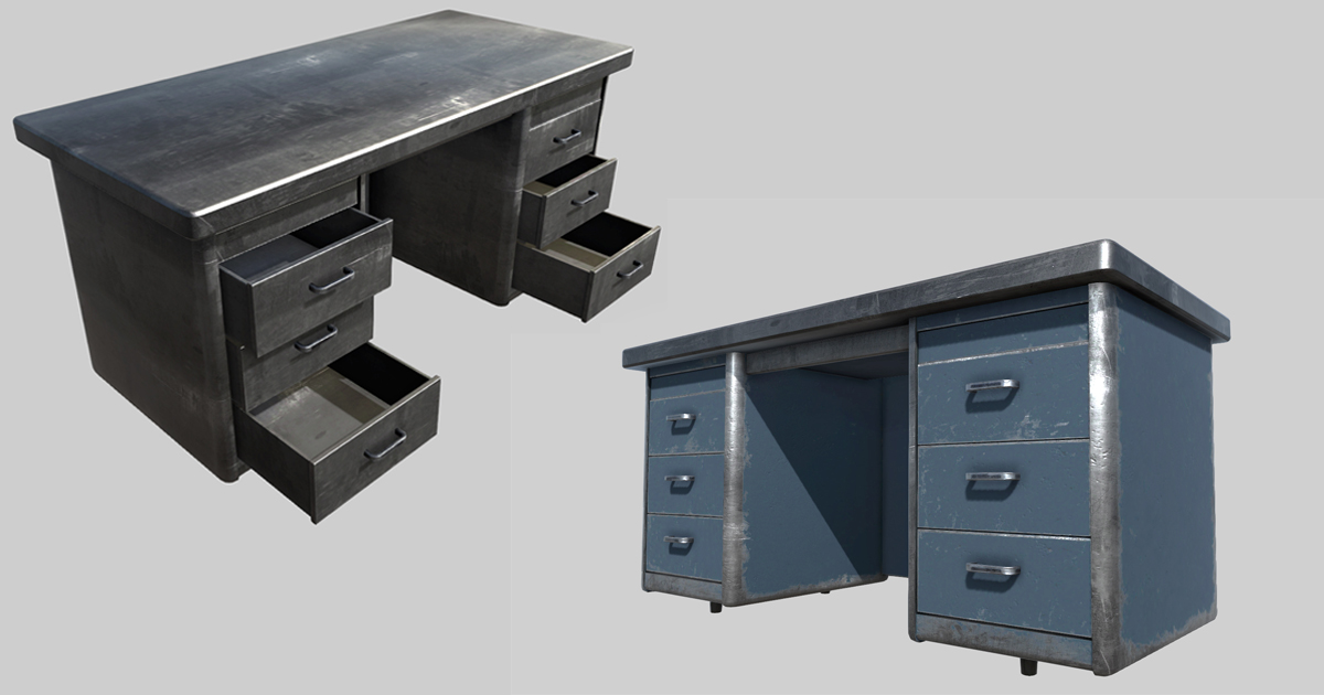 Old Office Steel Tables | 3D Furniture | Unity Asset Store