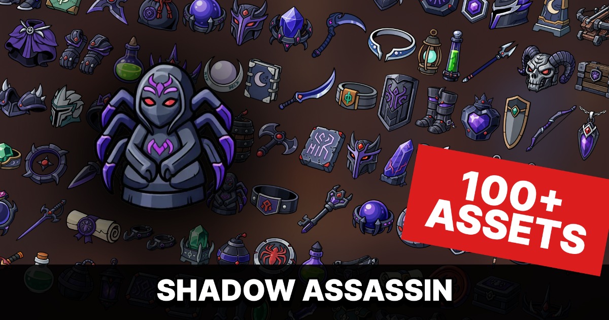 Shadow Asset Shadow Assassin Equipment Relics Dark Magic Icons Pack RPG Strategy ...