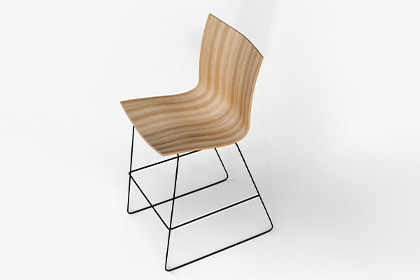 Modern Wooden Chair with Metal Legs 3d Model
