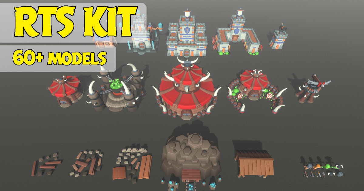RTS Pack Cunstructor | Low Poly Buildings, Characters, Props | Human VS ...