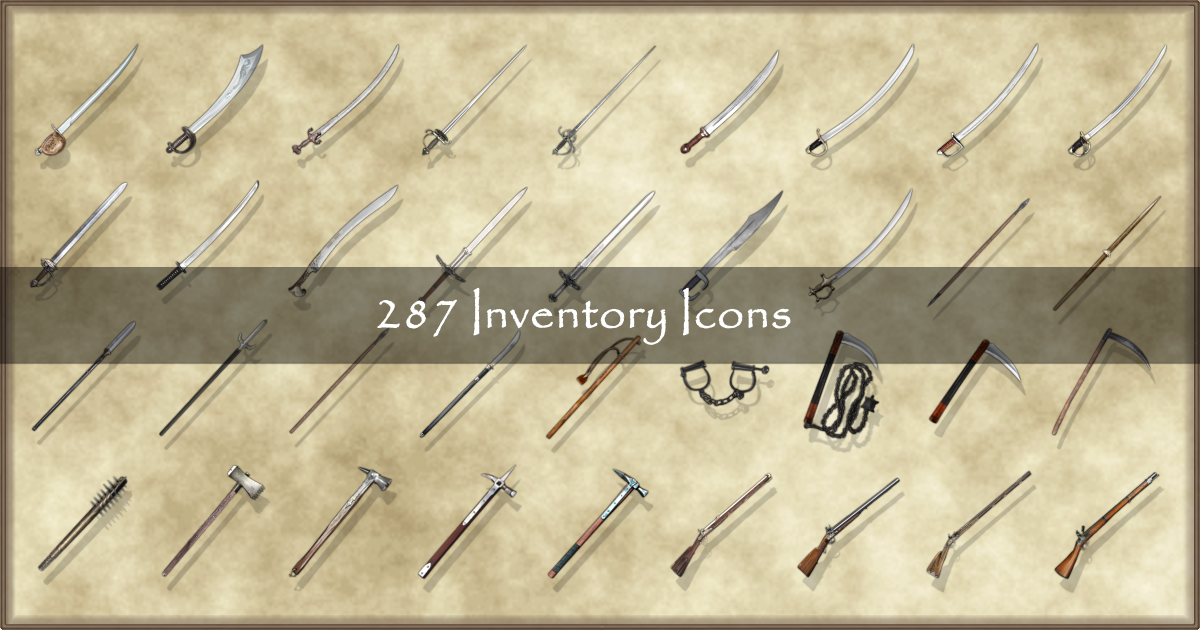 Swords & Firearms RPG Inventory Icons | 2D Icons | Unity Asset Store