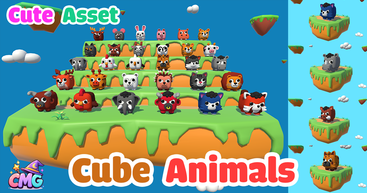 Cute Magic – Cube Animals Pack | 3D Animals | Unity Asset Store