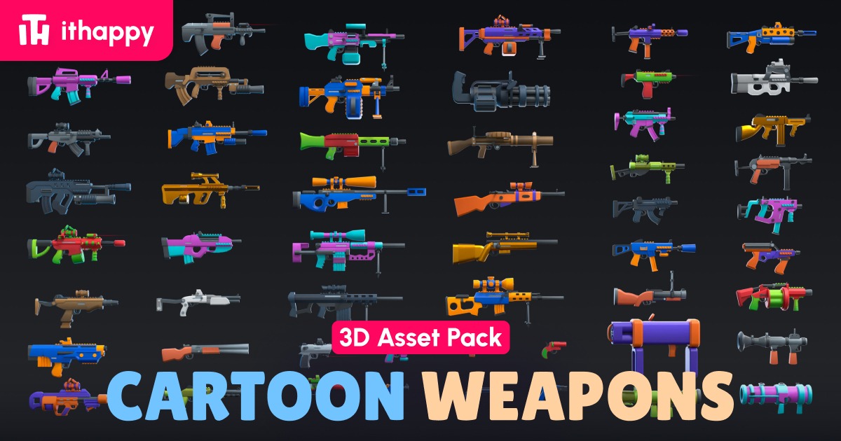 Unleash Creativity with Exclusive Low Poly 3D Cartoon Weapons Model Pack