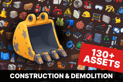 Construction Demolition Tools Heavy Machinery Building Icons Pack