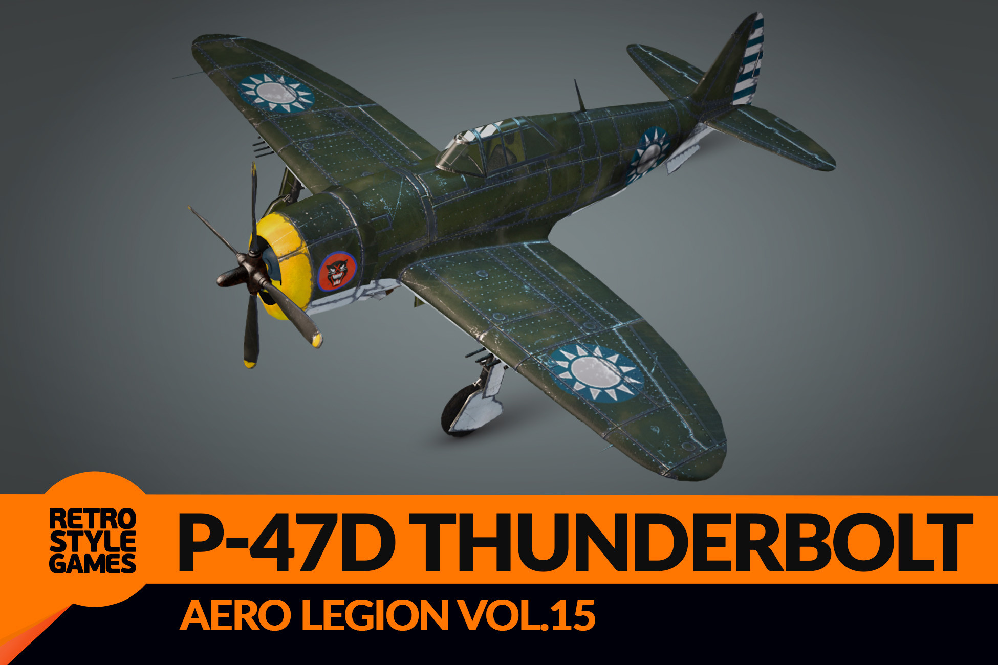 Republic P-47D Thunderbolt WW2 Fighter-Bomber Airplane - Low Poly 3D ...