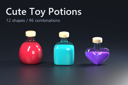 Cute Toy Potions – 12 Shapes & UI Icons