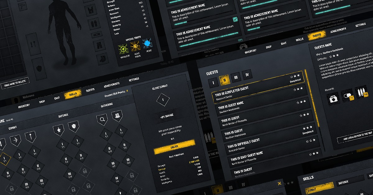Horror Gui Pack Horror Grunge Dark GUI / UI kit - over 1500 PNG, editable sources! | 2D ...