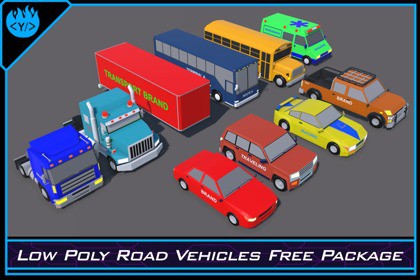 Low Poly Road Vehicles Free Package