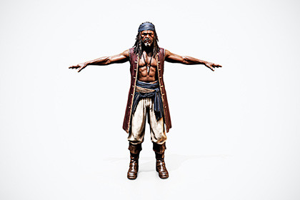 Rigged Pirate Captain Game Ready 3D Model