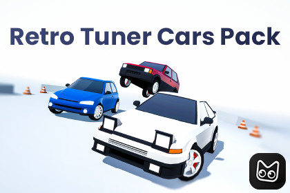 Retro Tuner Cars Pack - Stylized Low Poly Cars