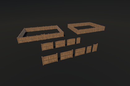 Wooden Fence & Gate Mini Set PBR