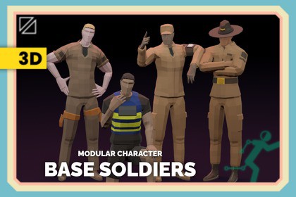 Base Soldiers Modular Characters - PolyMate - Low Poly Assets