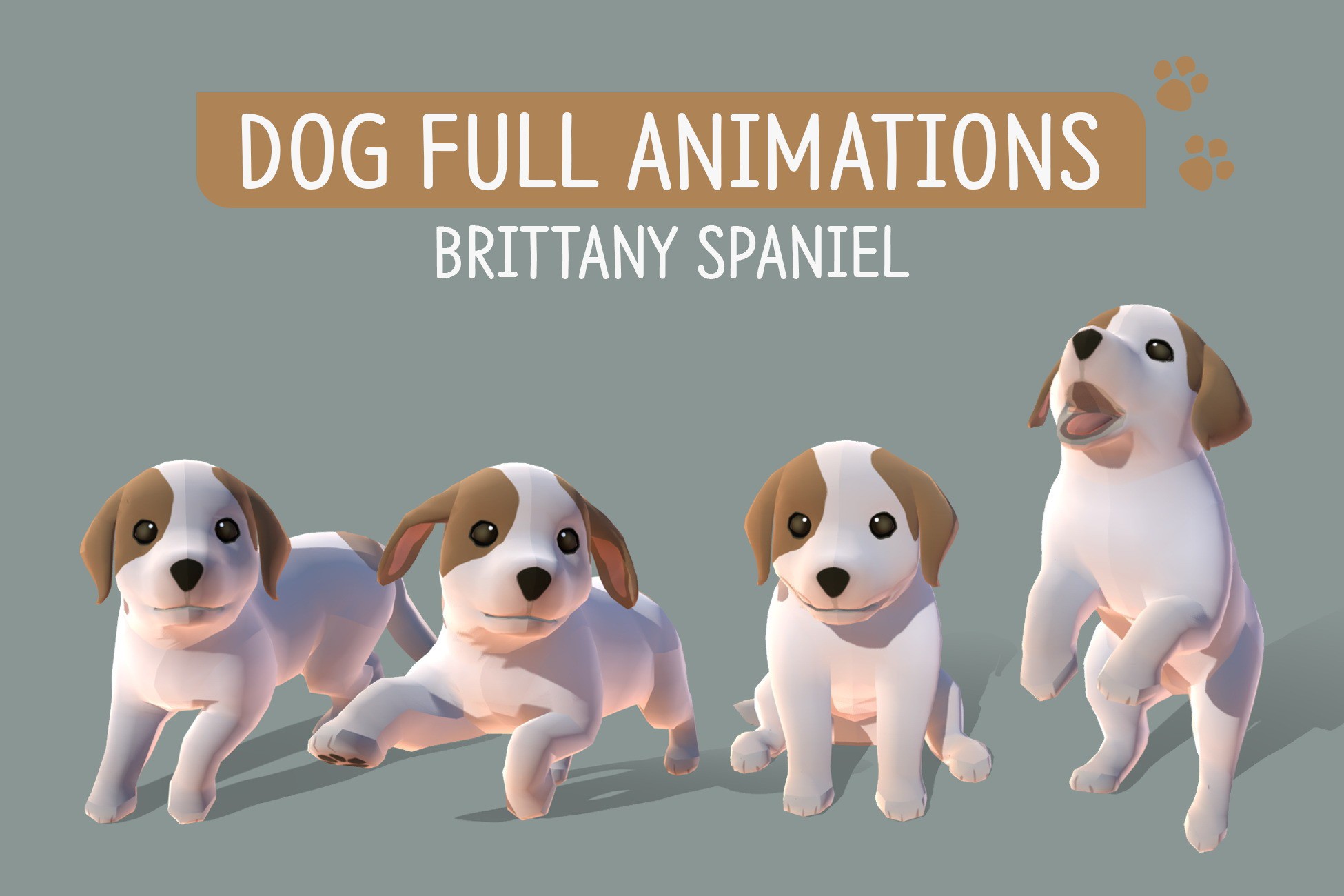 Unity Chain Dog DOG Full Animations - Brittany Spaniel | 3D Animations | Unity Asset Store