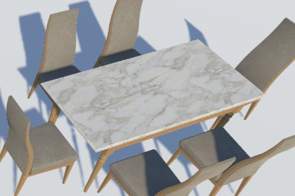 Dining table and leather chair