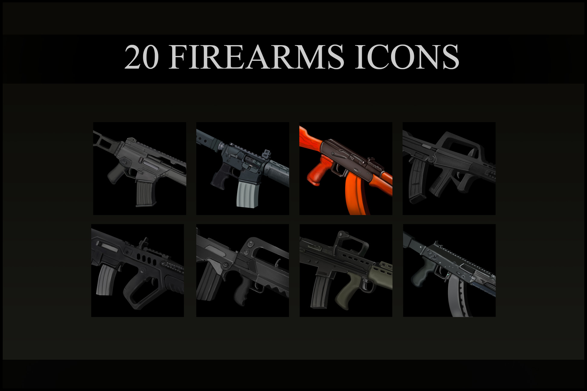 20 Firearms Icons | 2D Icons | Unity Asset Store