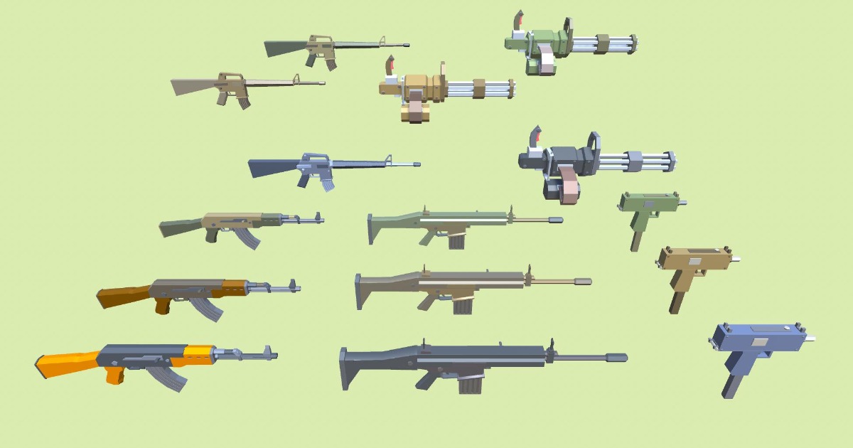 Stylized Low Poly FPS Weapon & Gun & Ammunition & Ammo and Arms Pack ...