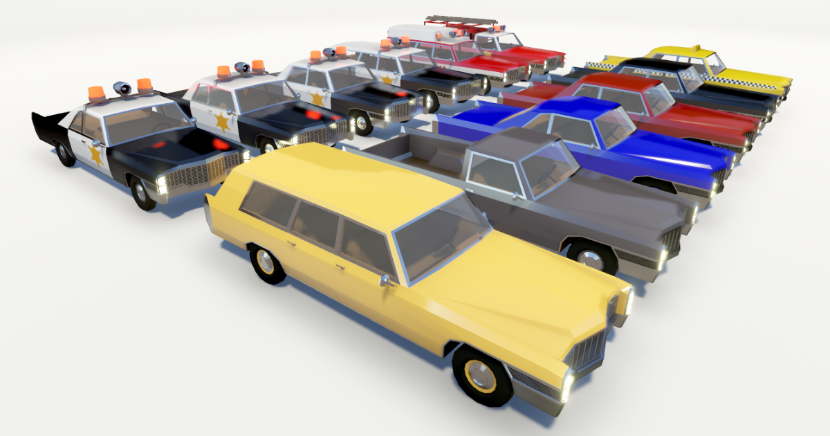 Lowpoly Retro Car Pack 1960 | 3D 지상 | Unity Asset Store