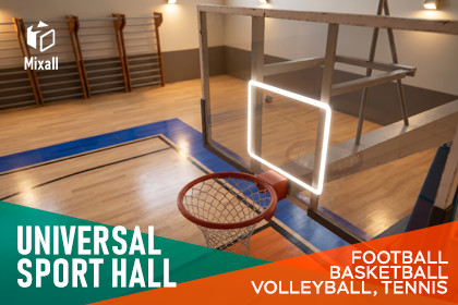Universal sport hall - basketball, football, volleyball, tennis