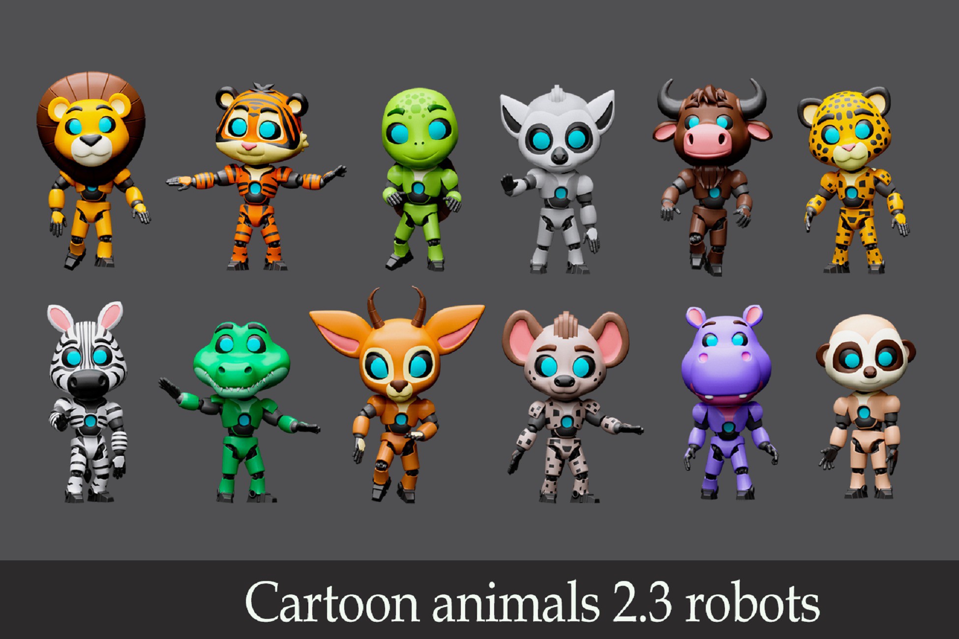 Cartoon characters animals 2 03 robots