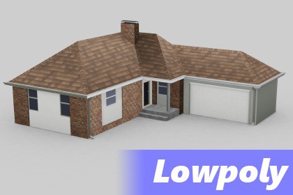 ローポリの一般的なアメリカンハウス。タイプA