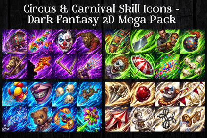 Circus & Carnival Skill Icons - Dark Fantasy 2D Mega Pack