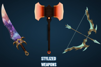 Hand-painted Fantasy Weapons: Cosmic, Ghost, Fire & Medieval