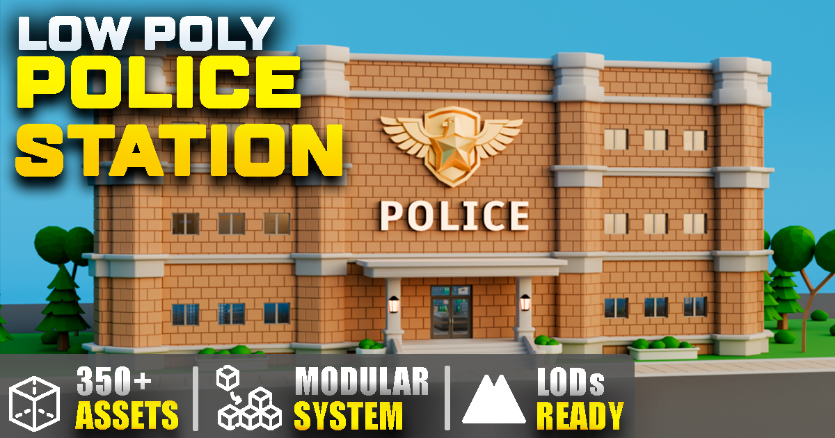 Low Poly Police Station - Thinkix Studios | 3D Urban | Unity Asset Store