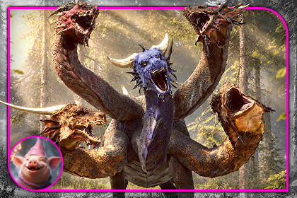 Hydra - Dragon with 5 Heads - Fantasy RPG Monster Character