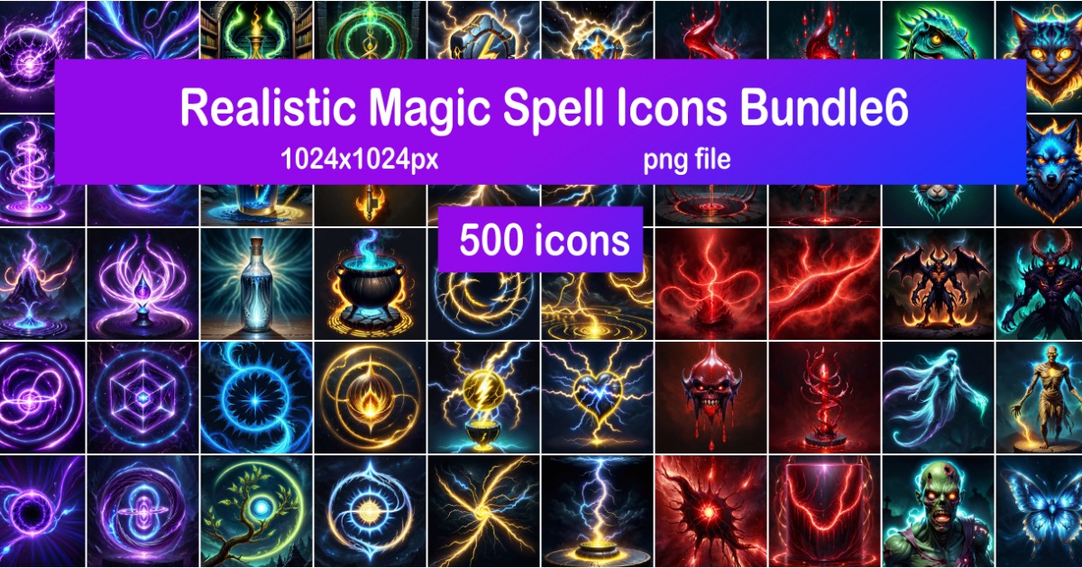 Pso2 Spells Icon Realistic Magic Spell Icons Bundle6 | 2D Icons | Unity Asset Store