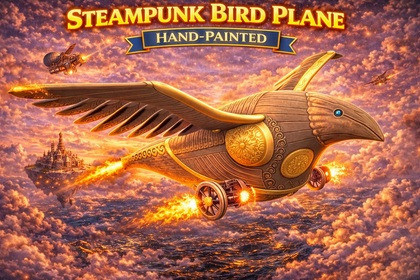 Steampunk Bird Plane Hand-Painted