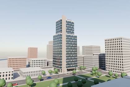 Modern Office Tower 20F - Low Poly (Free)