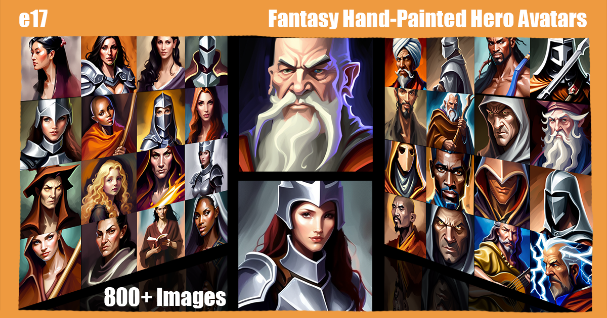 Hero Assets. Examples e17 Fantasy Hand-Painted Hero Avatars | 2D Characters | Unity Asset Store