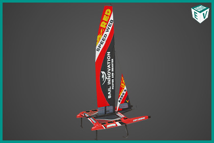 Yacht Hydrofoil Sailing Boat 02 Black URP HDRP Textures