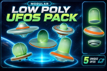 Low Poly Modular UFO Pack