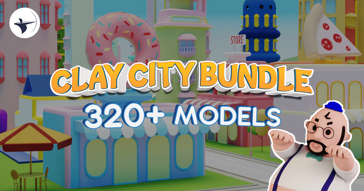 Clay City Bundle Environment, Vehicles & 63 Fully Rigged Cartoon
