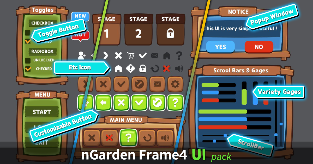 nGarden Frame 4 UI Pack | 2D GUI | Unity Asset Store