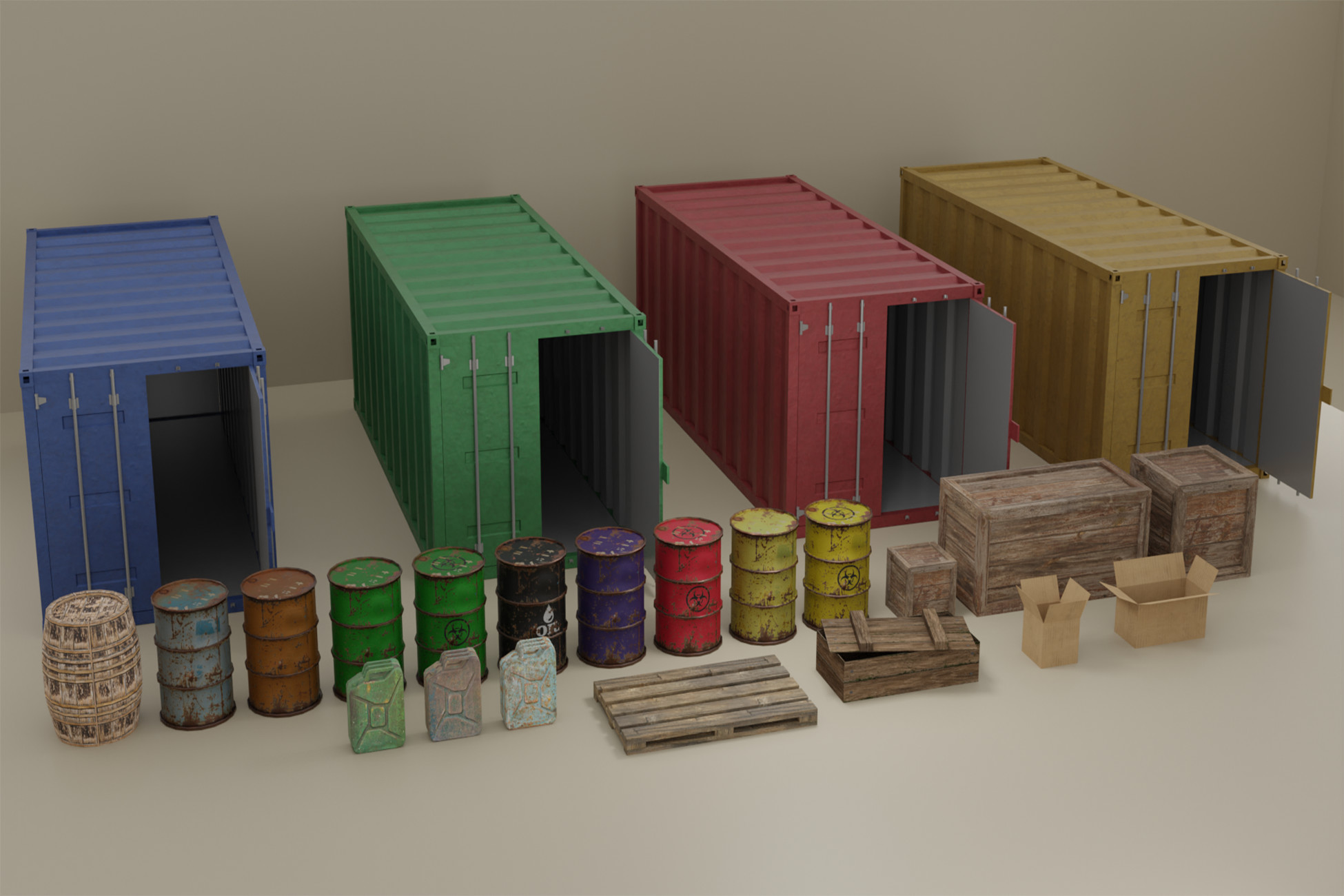 Containers, Barrels, Boxes, Jerrycans | 3D Exterior | Unity Asset Store