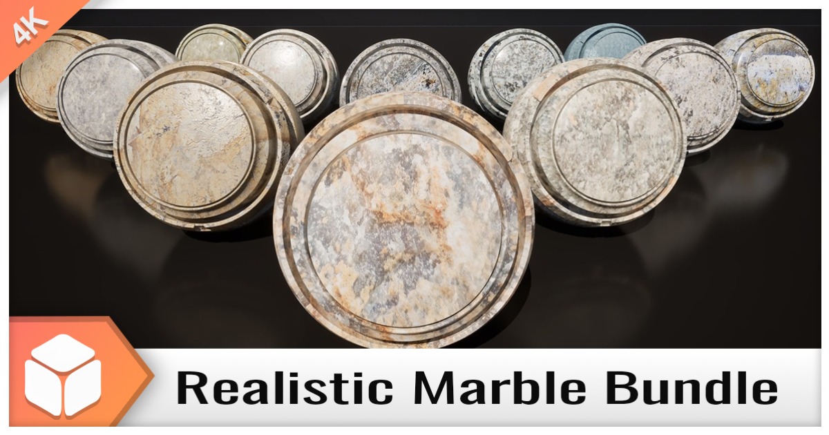 Realistic Marble Materials - Customizable 4K PBR Shader Bundle Vol.02 ...