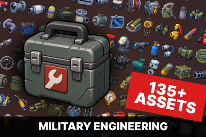 Military Equipment Industrial Machinery Mechanical Parts Repair Icons Pack